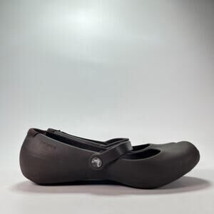 Crocs Alice Mary Jane Brown Slip Resistant Ballet Flats Work Shoes Womens Size 6